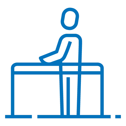 Icono de muñeco sujetándose a barra para ejercitar equilibrio