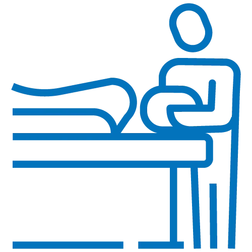 Icono de fisioterapeuta realizando un tratamiento manual en la cabeza de un paciente