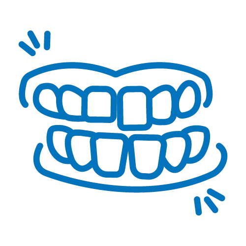 Icono de dientes apretados que representa el rechinamiento dental