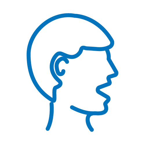 Icono de perfil de cabeza y mandíbula para fisioterapia del bruxismo